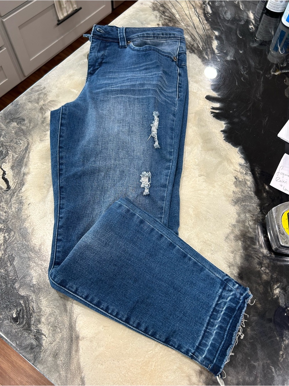 Royalty For Me Blue Distressed Ankle Crop Jeans